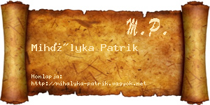 Mihályka Patrik névjegykártya